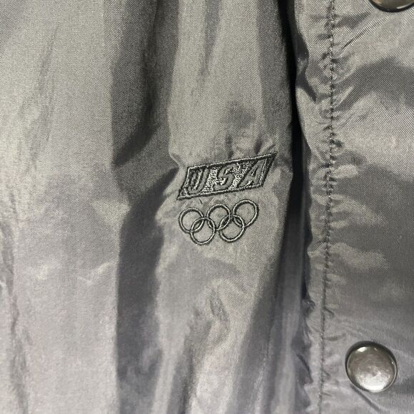 VINTAGE USA Olympics Mens Large Black Windsuit Pants Tearaway Jogger Y2K - Picture 2 of 7
